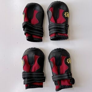 4pcs/Set Red/Black Dog Reflective Warm Rain Pets Booties Socks Shoes M Sz 5 SOOL
